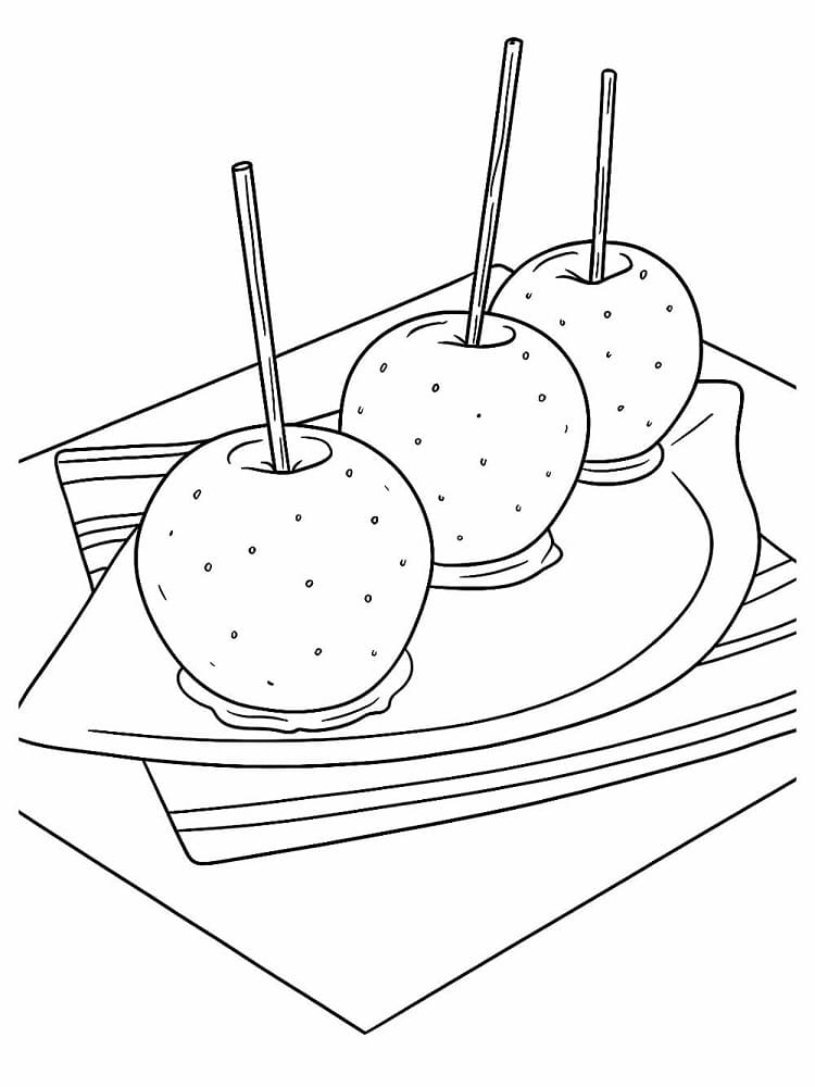 Desenho de Três Maçãs do Amor para Colorir