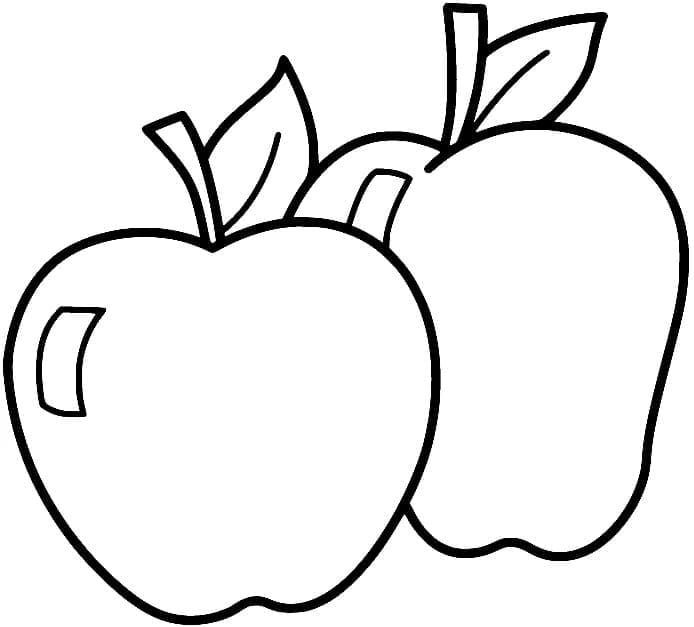 Desenho de Duas Maçãs para Colorir