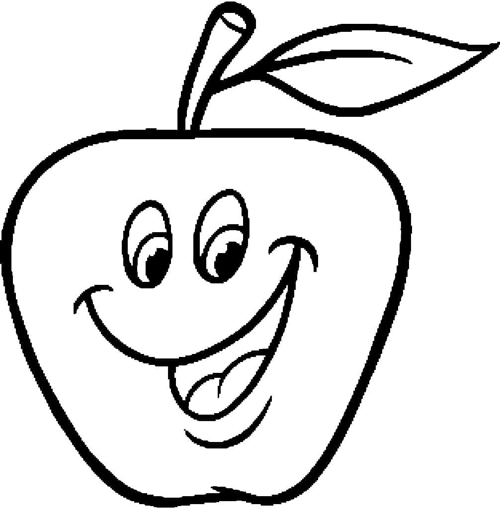 Desenho de Maçã Animada para Colorir