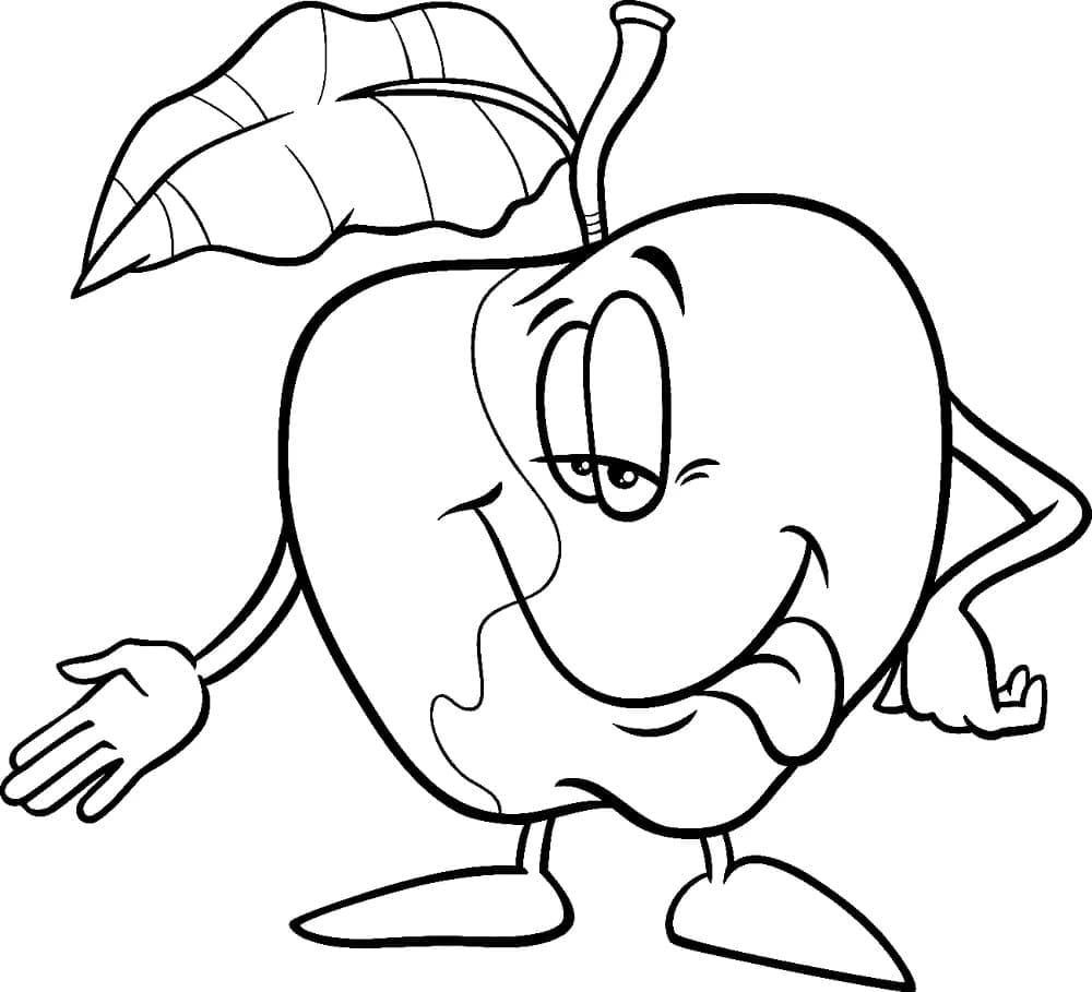 Desenho de Maçã Engracada para Colorir