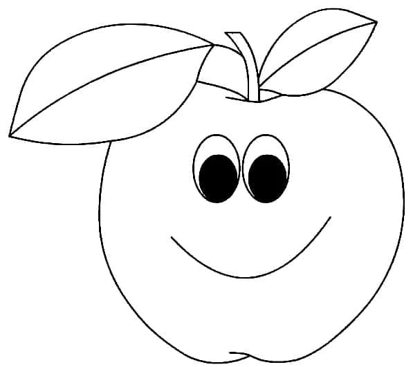 Desenho de Maçã Fofa para Colorir