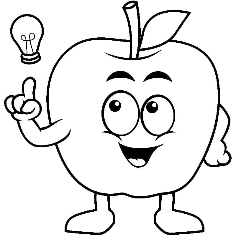 Desenho de Maçã Imprimivel para Crianças para Colorir