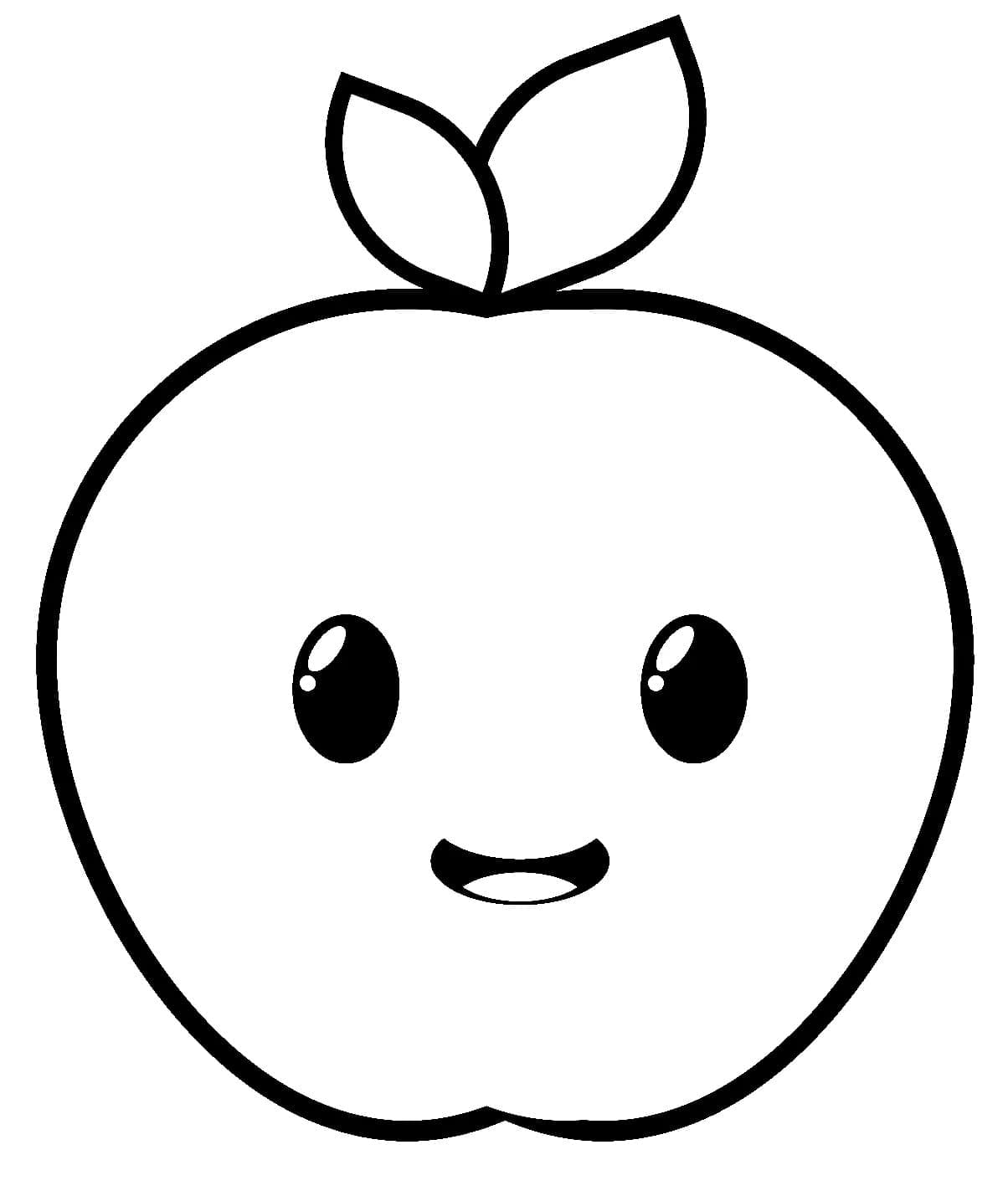 Desenho de Maçã Muito Fofa para Colorir