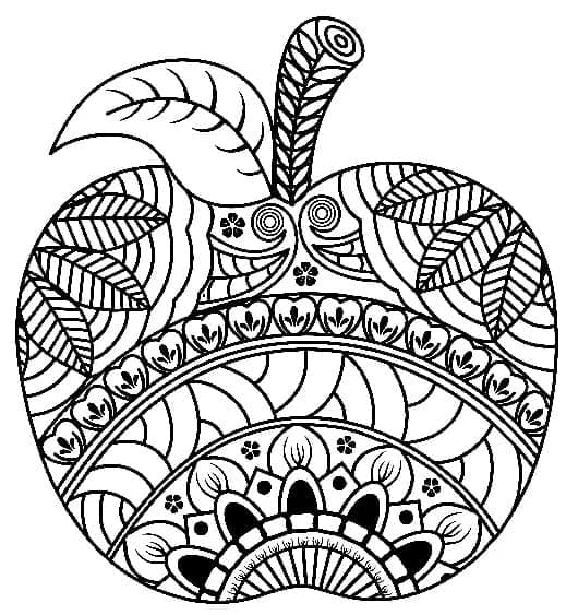 Desenho de Maçã Zentangle para Colorir