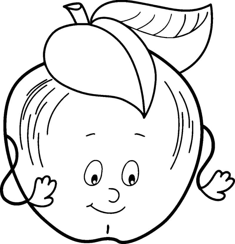 Desenho de Maçã de Desenho Animado para Colorir