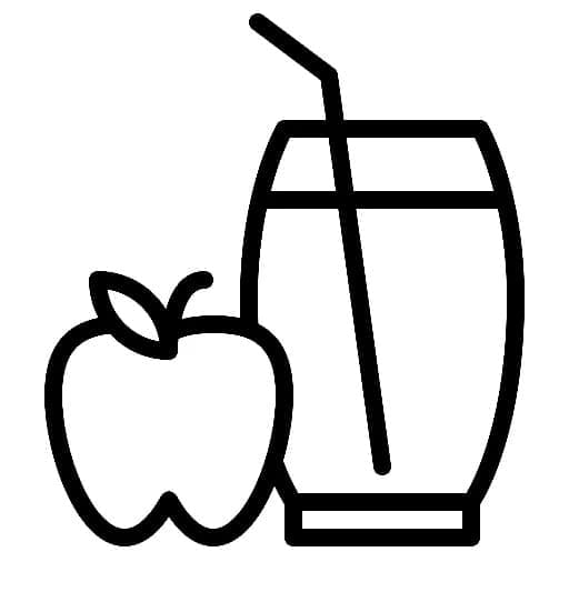 Desenho de Maçã e Suco de Maçã para Colorir