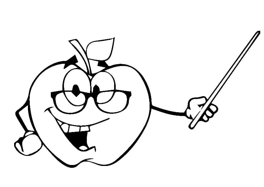 Desenho de uma Maçã Animada para Colorir