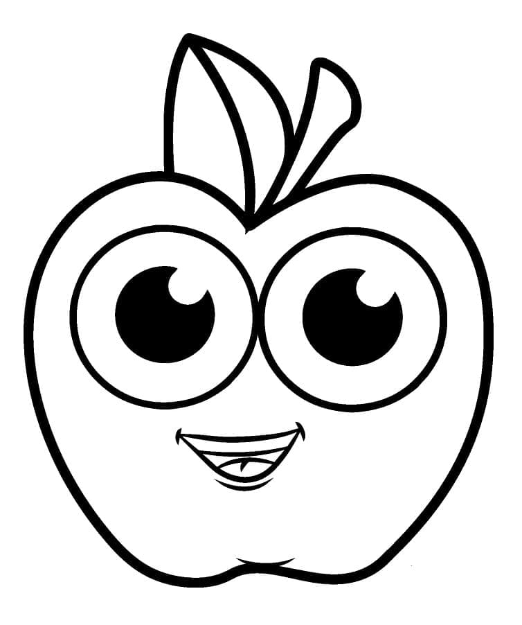 Desenho de uma Maçã Fofa para Colorir