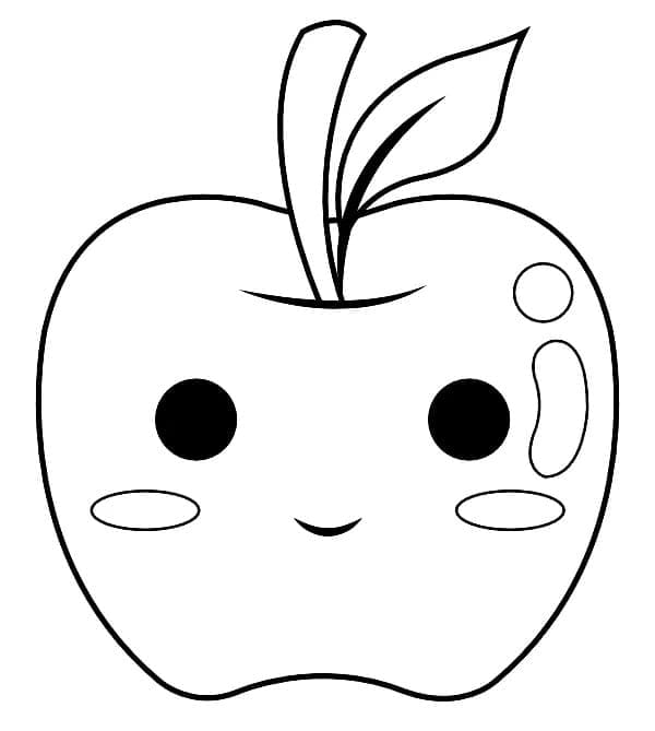 Desenho de uma Maçã Muito Fofa para Colorir