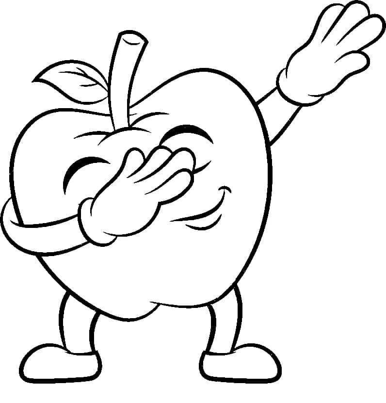 Desenho de uma Maçã de Desenho Animado para Colorir