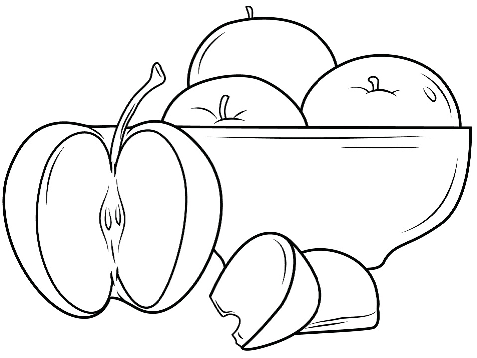 Desenho de Fruta Maçã para Colorir Baixar