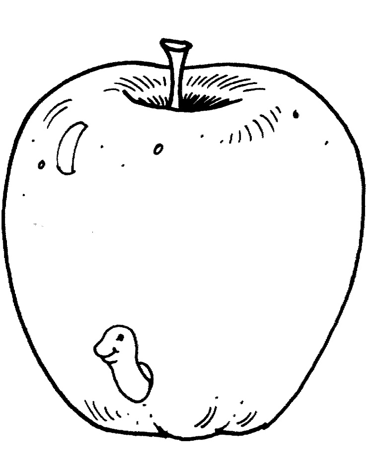 Desenho de Fruta Maçã para Colorir Giz de Cera