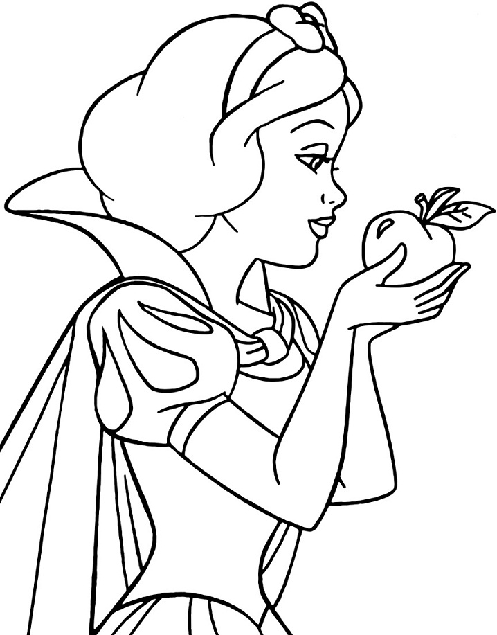 Desenho de Maçã e Bela Adormecida para Colorir