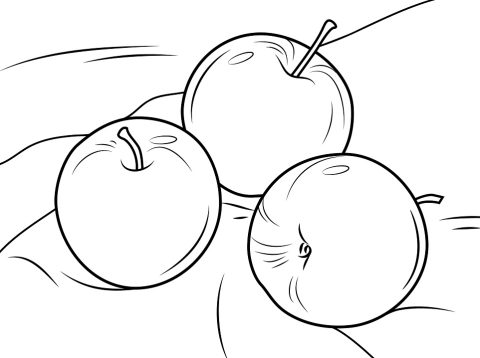 Desenho Imprimível de Fruta maçã para Pintar