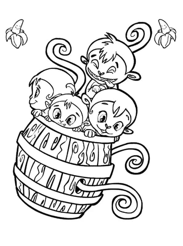 Desenho de Bebês Macacos para Colorir