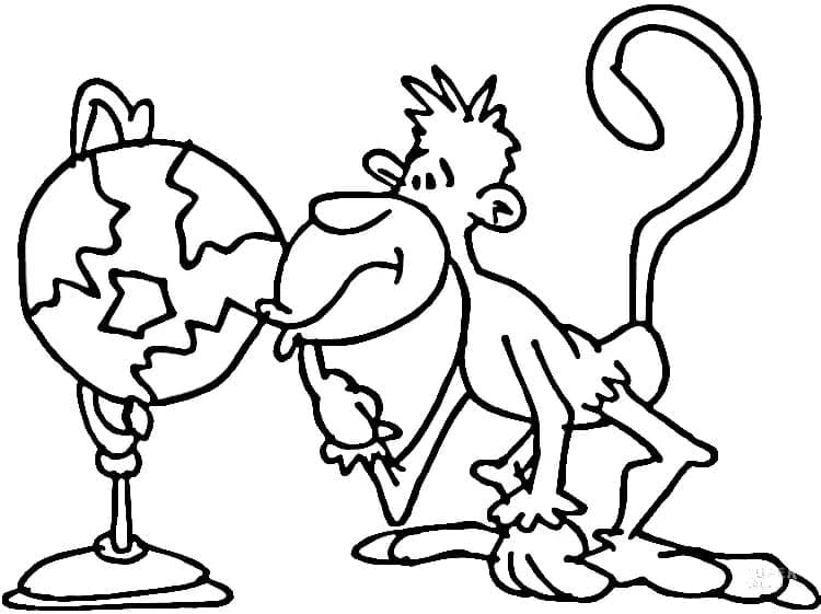Desenho de Macaco Curioso para Colorir