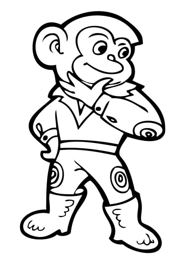 Desenho de Macaco de Desenho Animado para Colorir