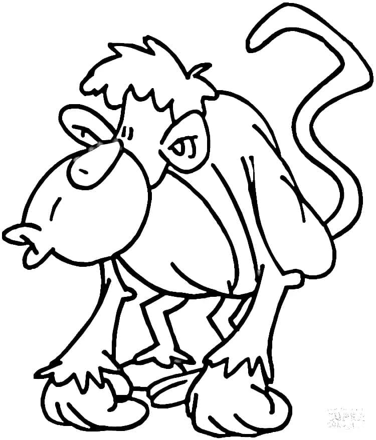 Desenho de Macaco Muito Engraçado para Colorir