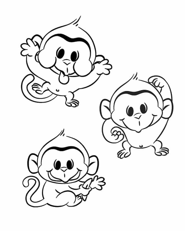 Desenho de Macacos Fofos para Colorir