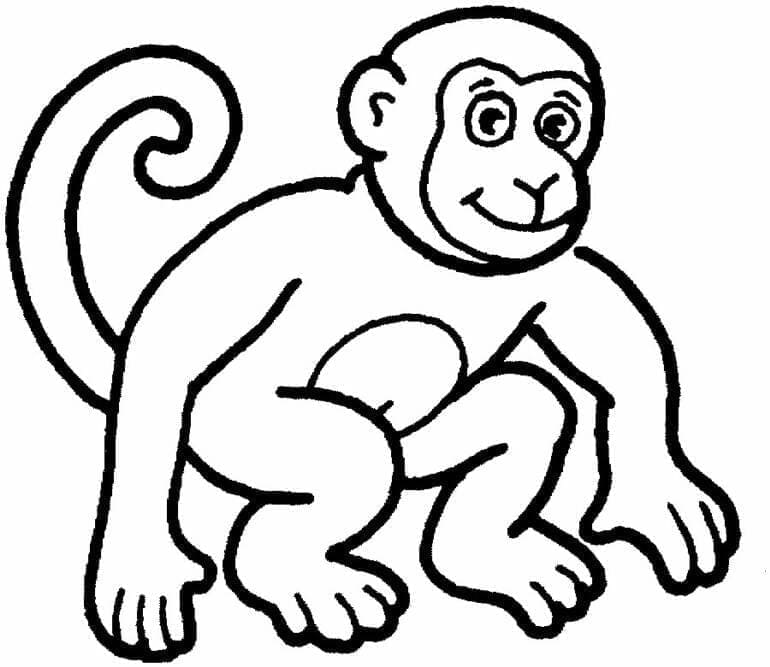 Desenho de um Macaco Feliz para Colorir