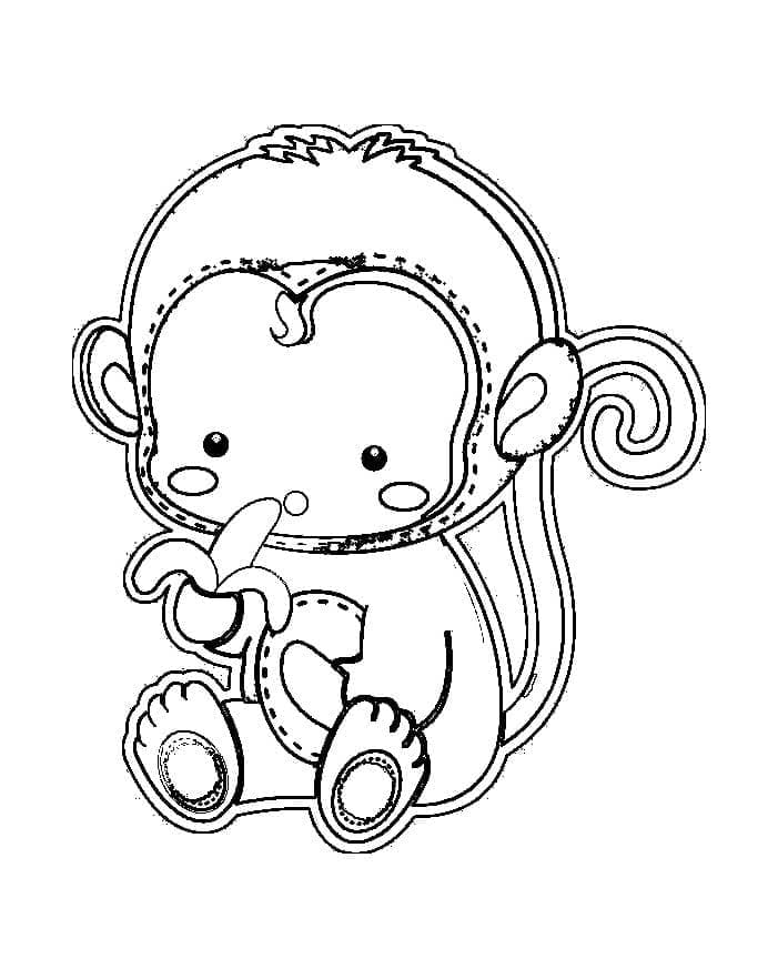 Desenho de um Macaco Fofo para Colorir