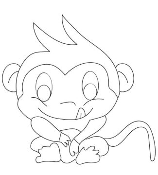 Desenho de Um Macaco Muito Feliz para Colorir