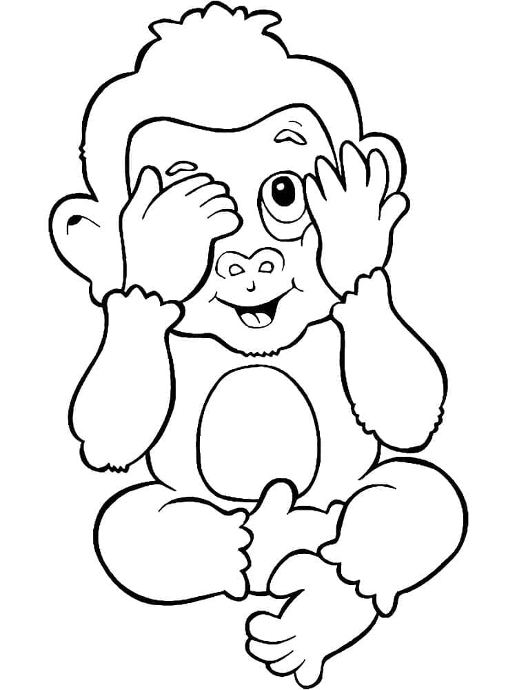 Desenho de um Pequeno Macaco para Colorir