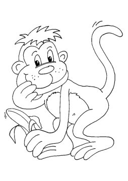 Desenho Pdf de Macaco com Banana