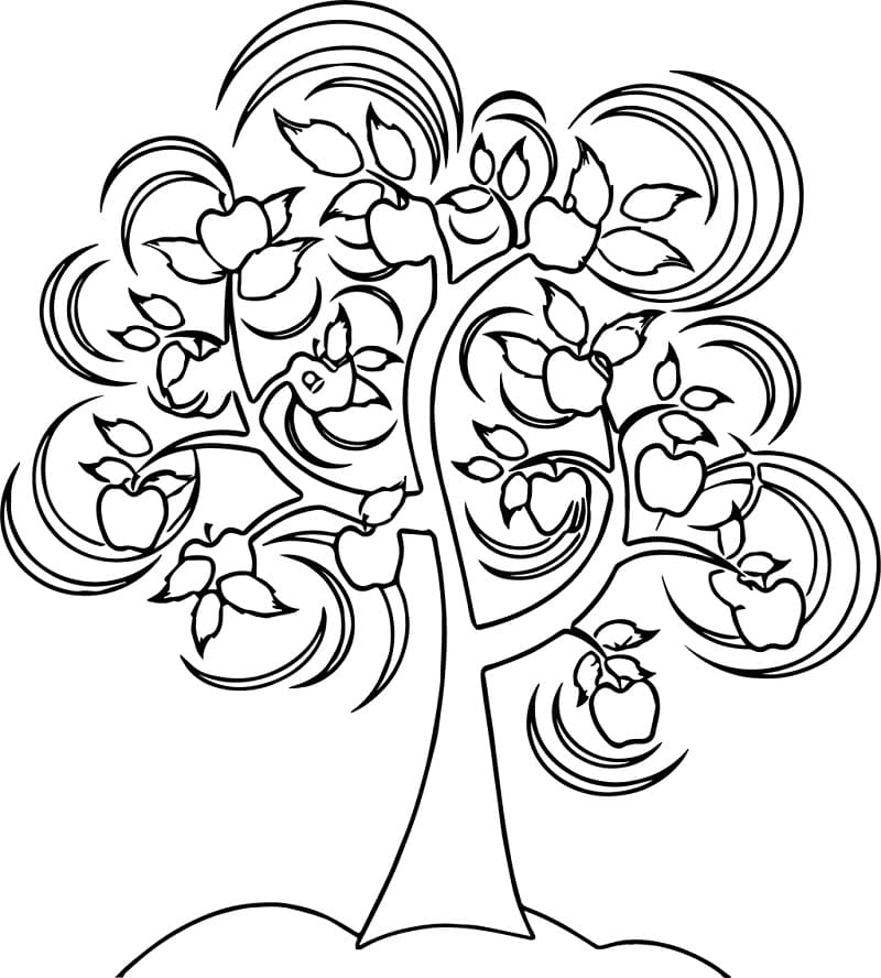 Desenho de Árvore Macieira para Colorir Baixar
