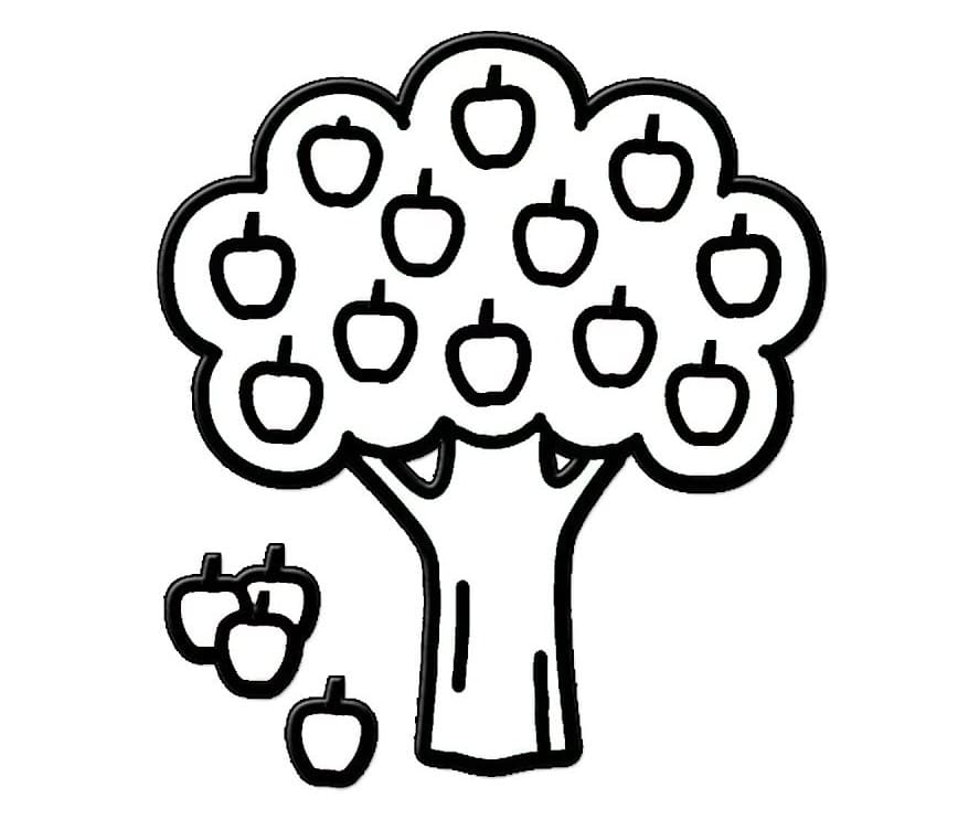 Desenho de Árvore Macieira para Colorir Download