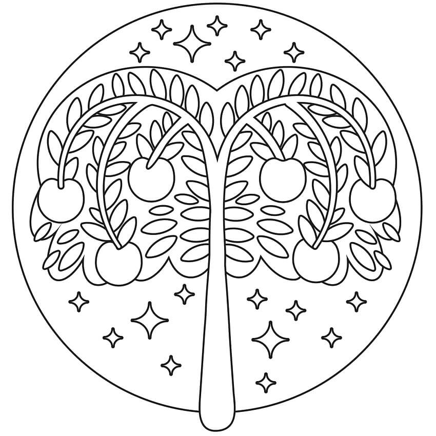 Desenho de Árvore Macieira para Colorir Simples