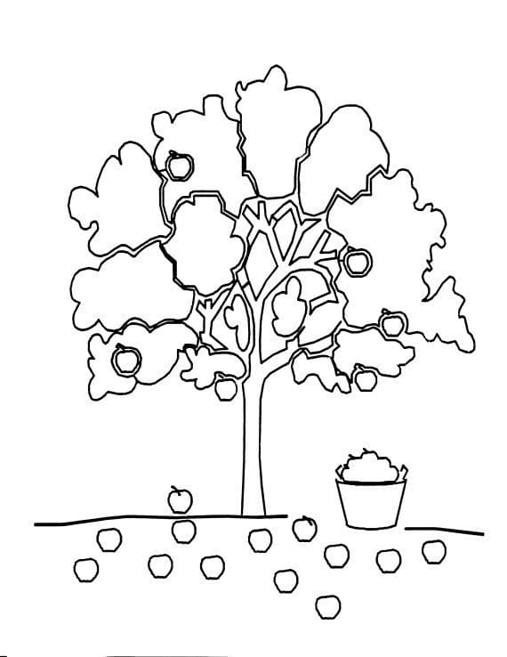 Desenho de Árvore Macieira para Imprimir e Colorir