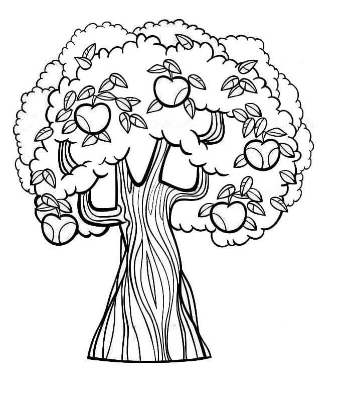 Desenho de Árvore Macieira para Imprimir Grátis
