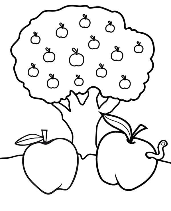 Desenho de Macieira para Imprimir e Colorir Grátis