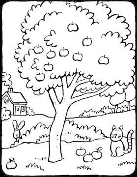 Desenho de Macieira para Pintar Tinta Guache