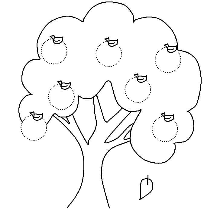Desenho Imprimivel de Árvore Macieira para Colorir Grátis