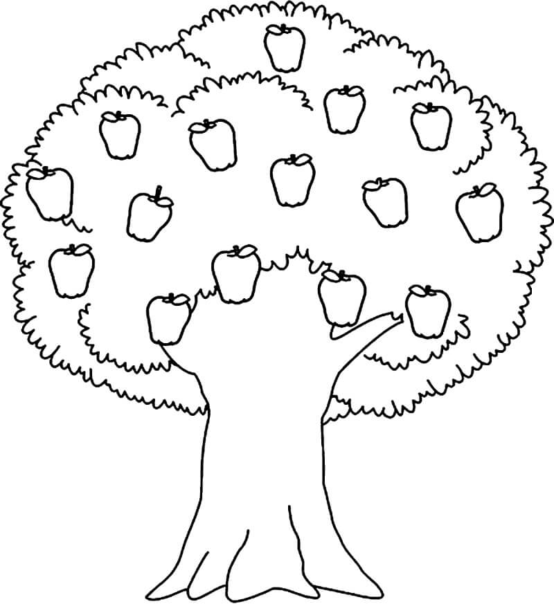 Desenho Imprimivel de Árvore Macieira para Colorir Pdf