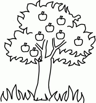 Desenho Imprimível de árvore Macieira para Pintar