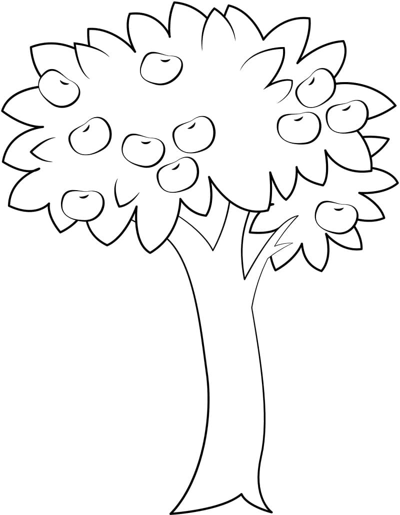 Desenho Infantil Imprimivel de Macieira para Colorir