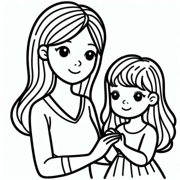 Desenho de mãe e Filha são adoráveis para Colorir