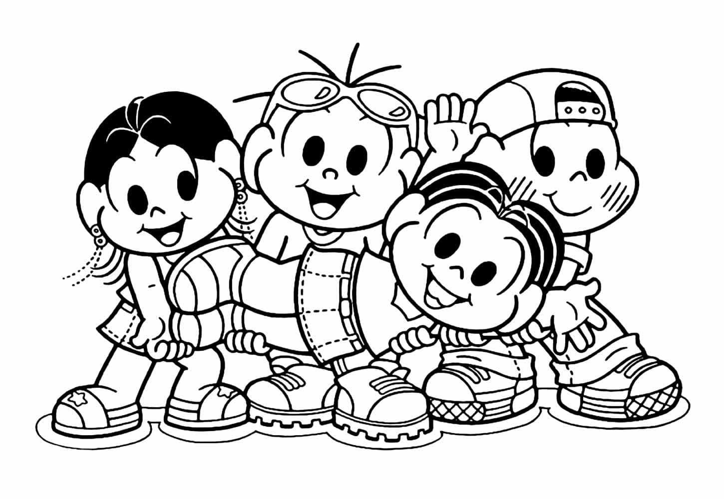 Desenho de Magali com Amigos para Colorir