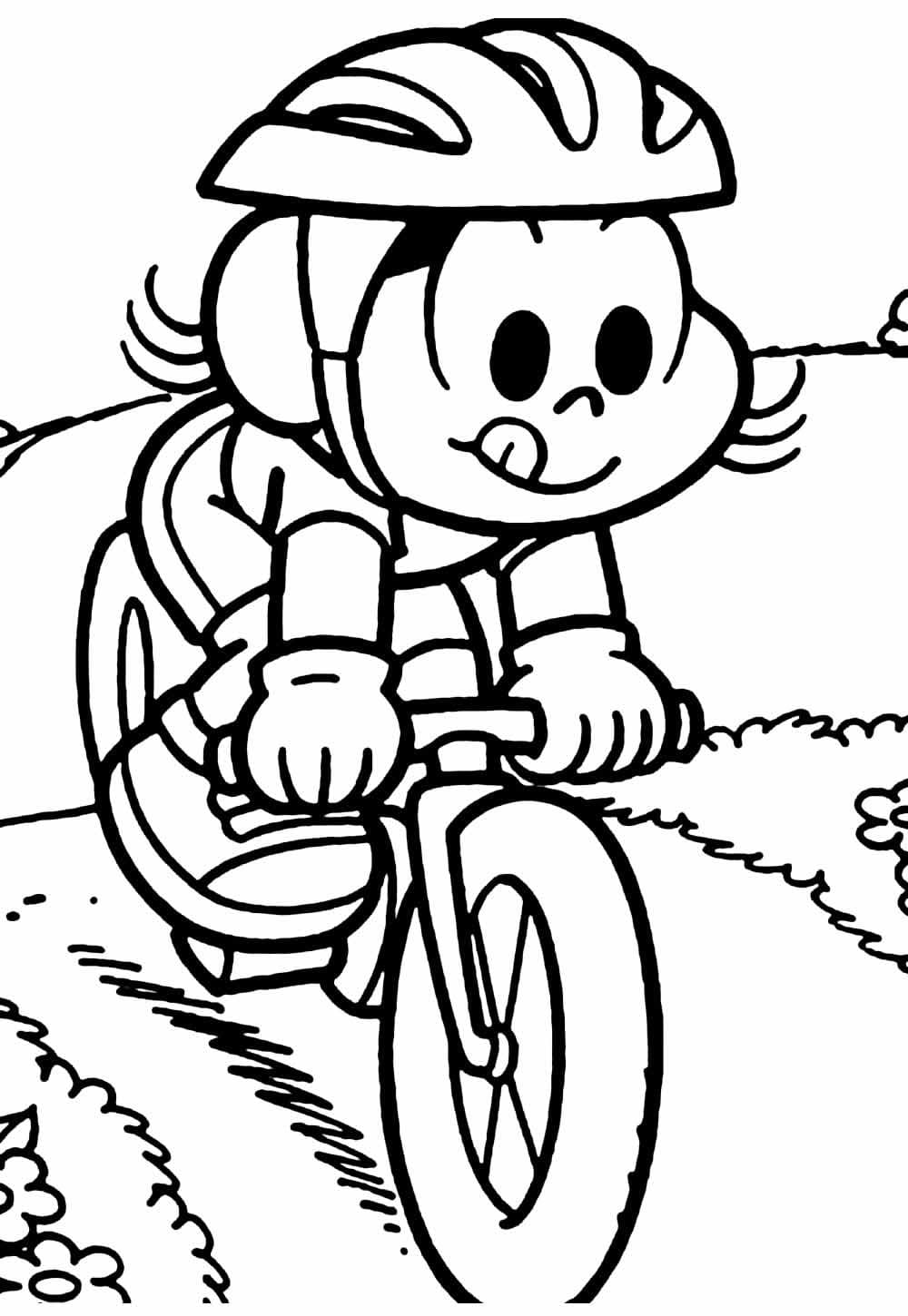 Desenho de Magali de Bicicleta para Colorir