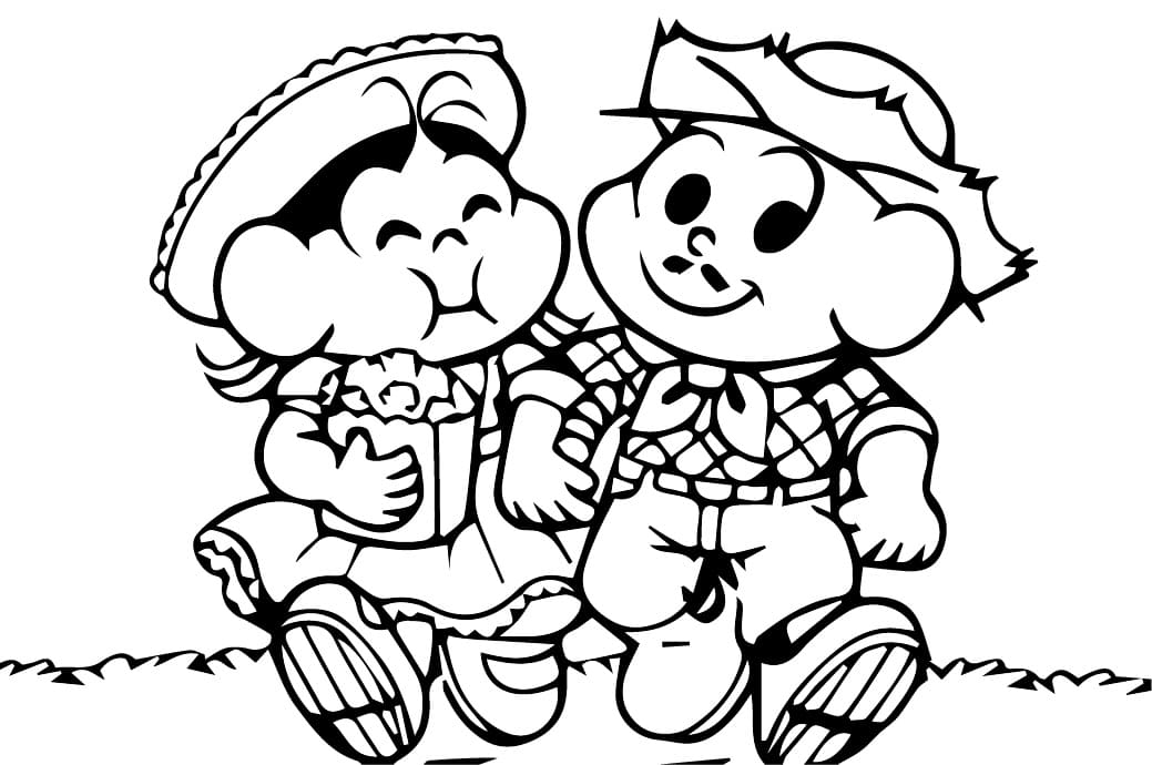 Desenho de Magali e Cascão para Colorir