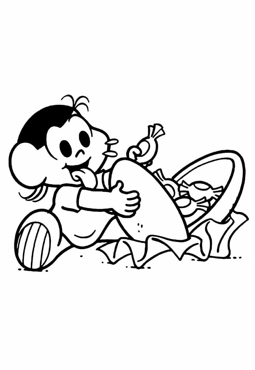Desenho de Magali e Doces para Colorir