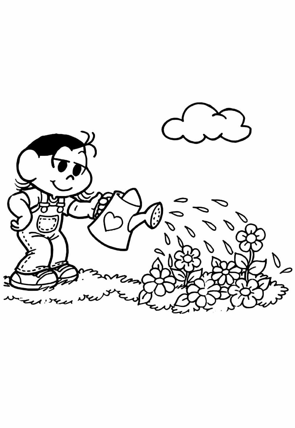 Desenho de Magali e Flores para Colorir