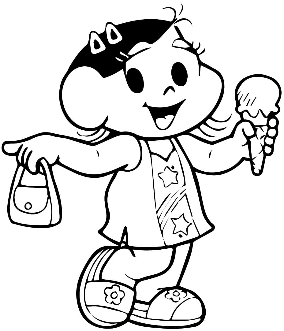 Desenho de Magali e Sorvete para Colorir