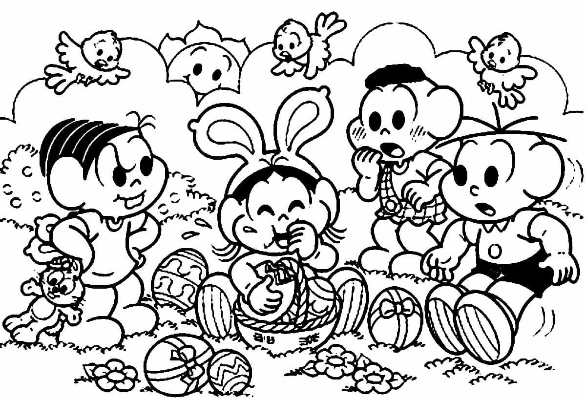 Desenho de Magali na Páscoa para Colorir