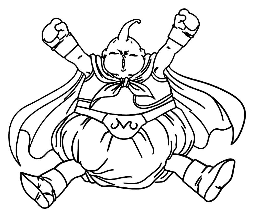 Desenho de Majin Boo Dragon Ball para Colorir Giz de Cera
