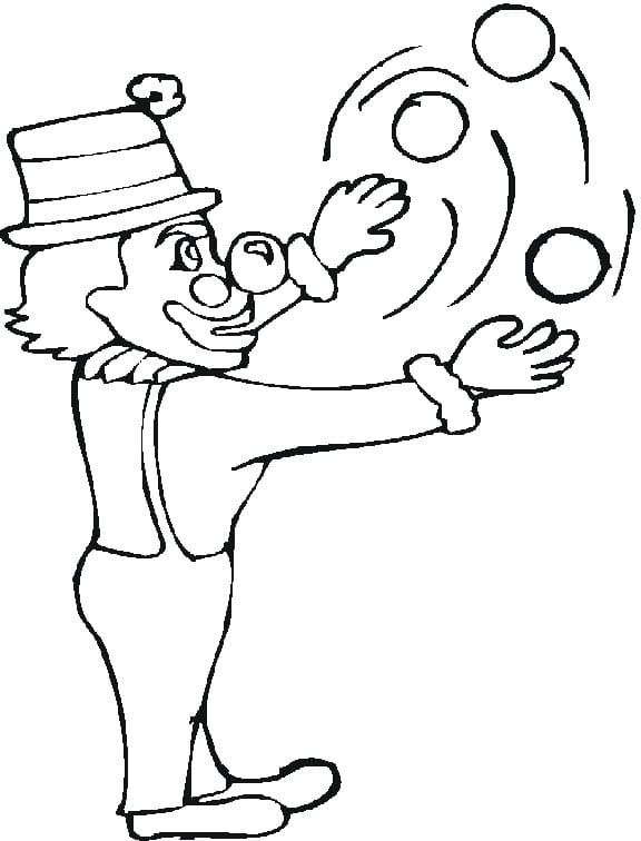Desenho de Malabarista Muito Engraçado para Colorir