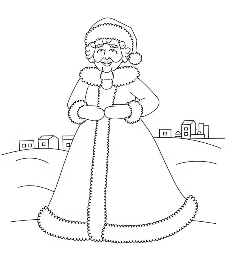 Desenho de Foto de Mamãe Noel para Colorir